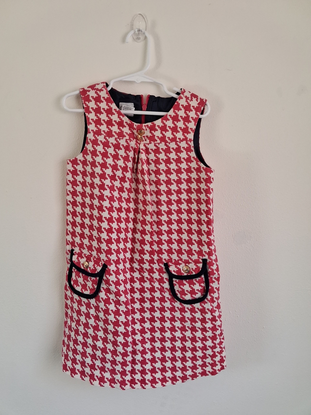 Talbots Pink Houndstooth Girls Dress  Size 5
